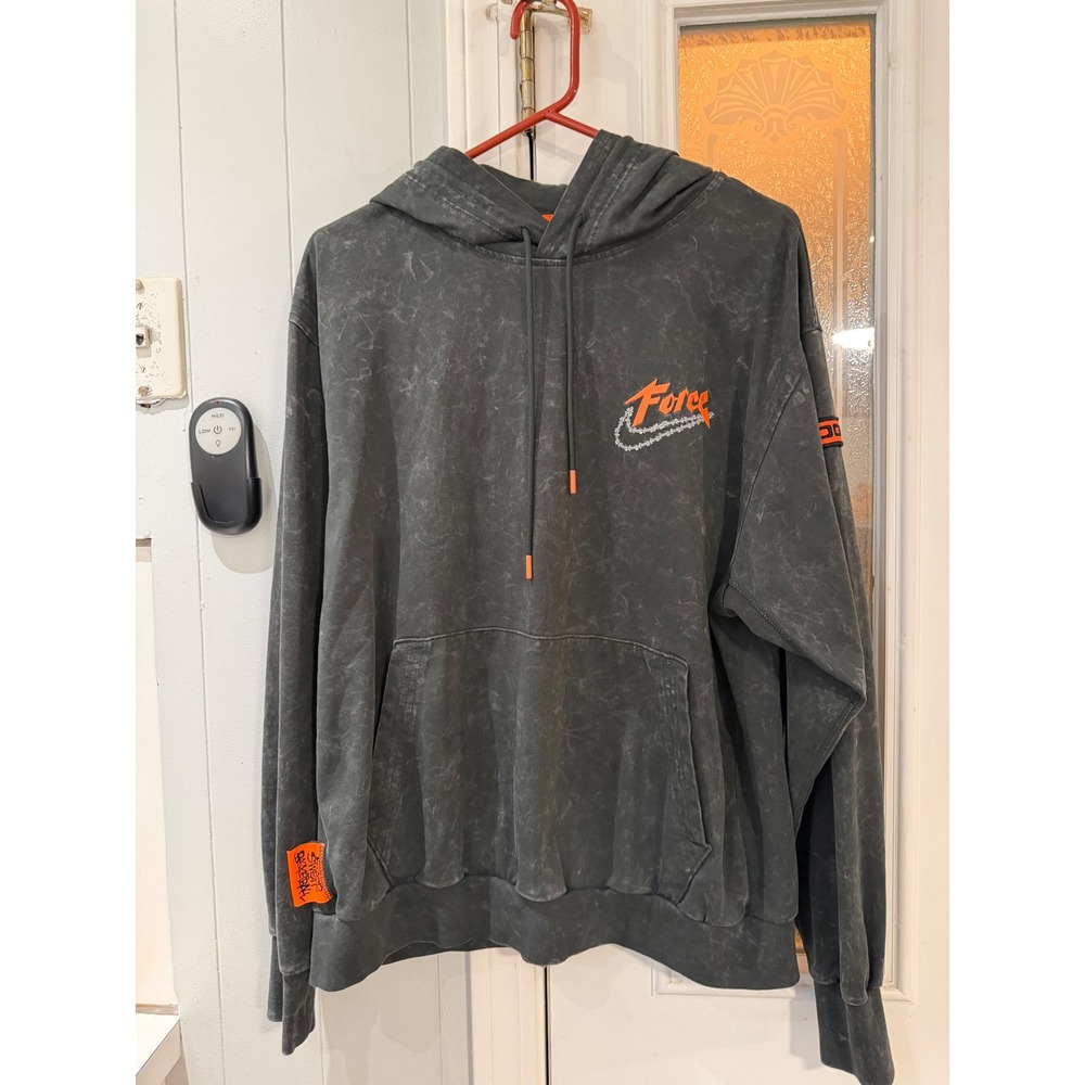 Nike Hoops Force Acid Wash Hoodie Gray Orange Dri-FIT Basketball Sweatshirt L